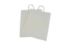 White paper carrier bags twisted handles.